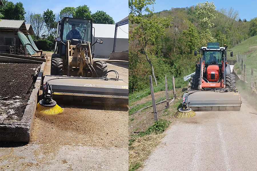 Cucharas barredoras con elevador de tractor.